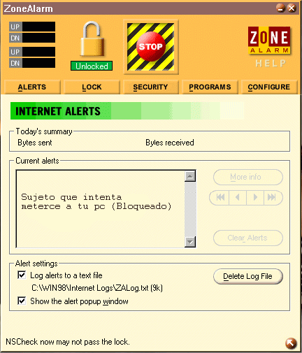 Zone alarm